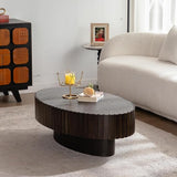 Oval Coffee Table for Living Room, Modern Wooden Drum Coffee Table Oval Coffee