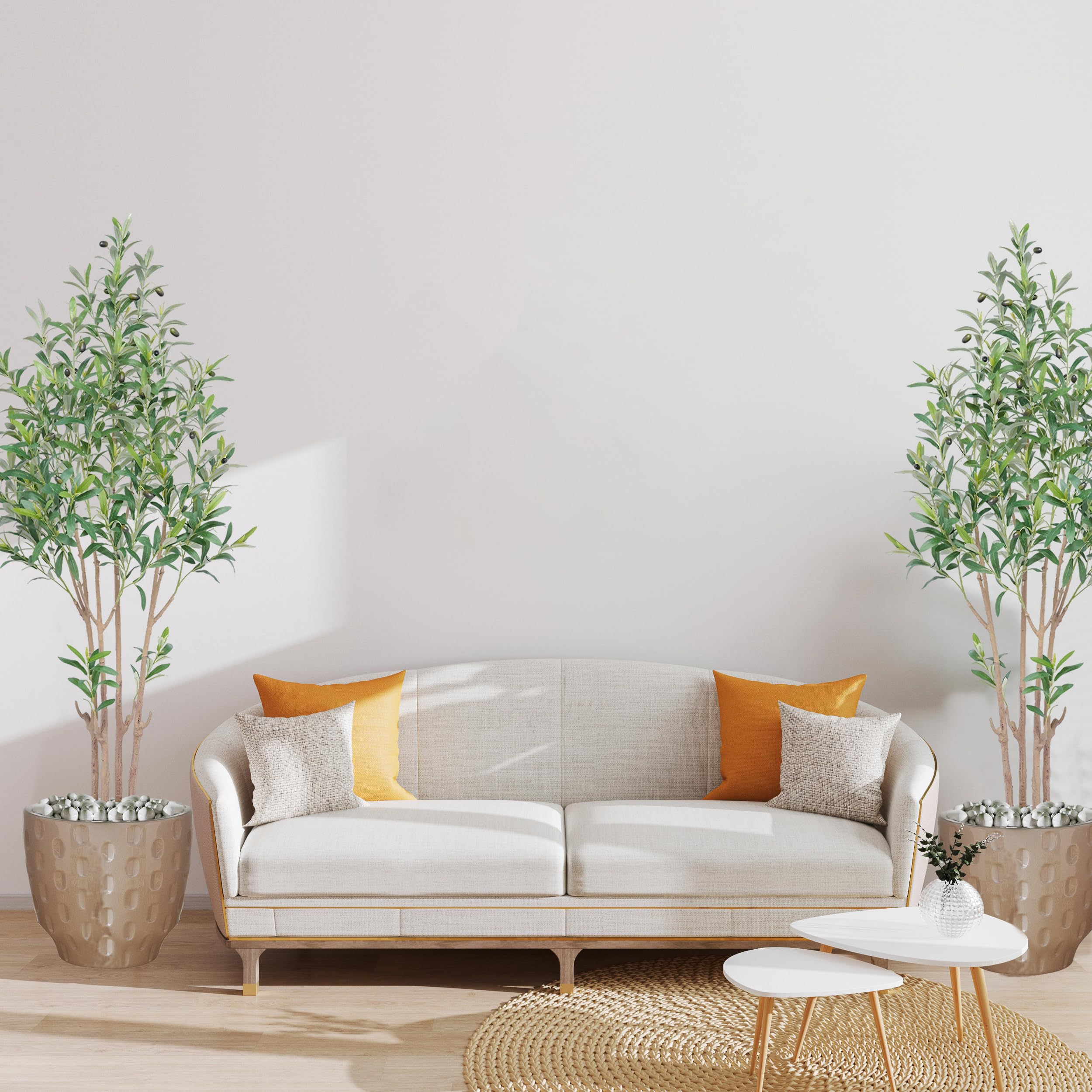2 Artificial Olive Trees, 4.93ft Tall, Indoor Artificial Plants for Home Decoration