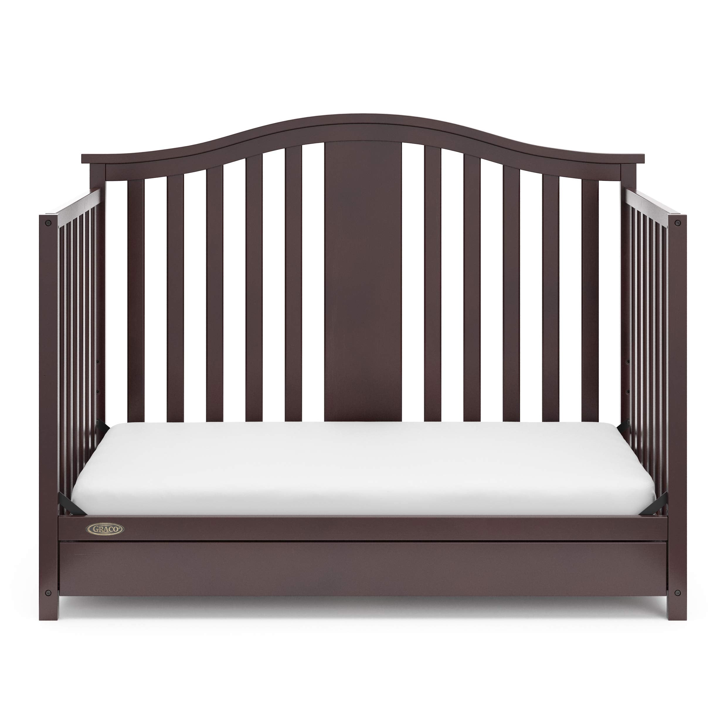 4-in-1 Convertible Crib with Drawer (Espresso) – GREENGUARD Gold Certified, Crib with Drawer Combo, Includes Full-Size Nursery Storage Drawer, Converts to Toddler Bed and Full-Size Bed