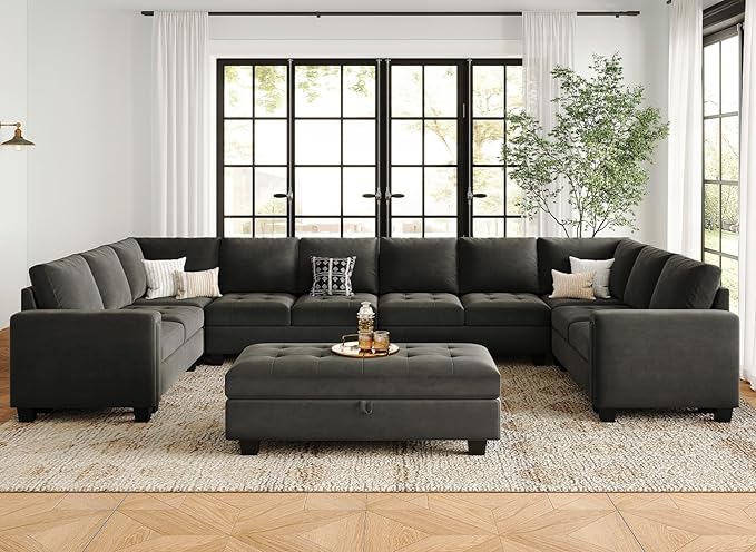 Modular Sectional Sofa Couch 7-Seater Convertible Sectional Sofa Velvet Modular