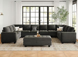 Modular Sectional Sofa Couch 7-Seater Convertible Sectional Sofa Velvet Modular