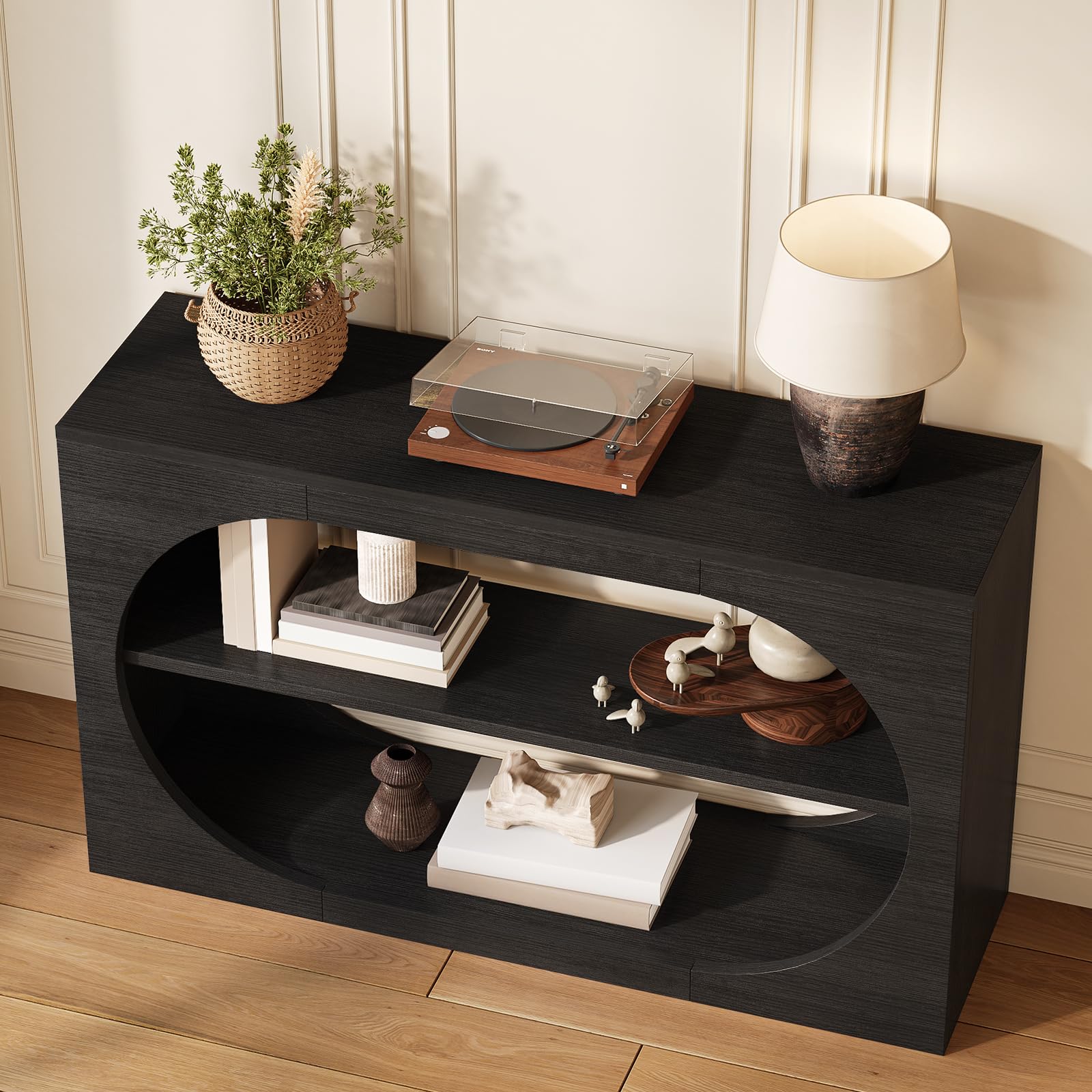 55-Inch 3-Tier Console Table with Storage