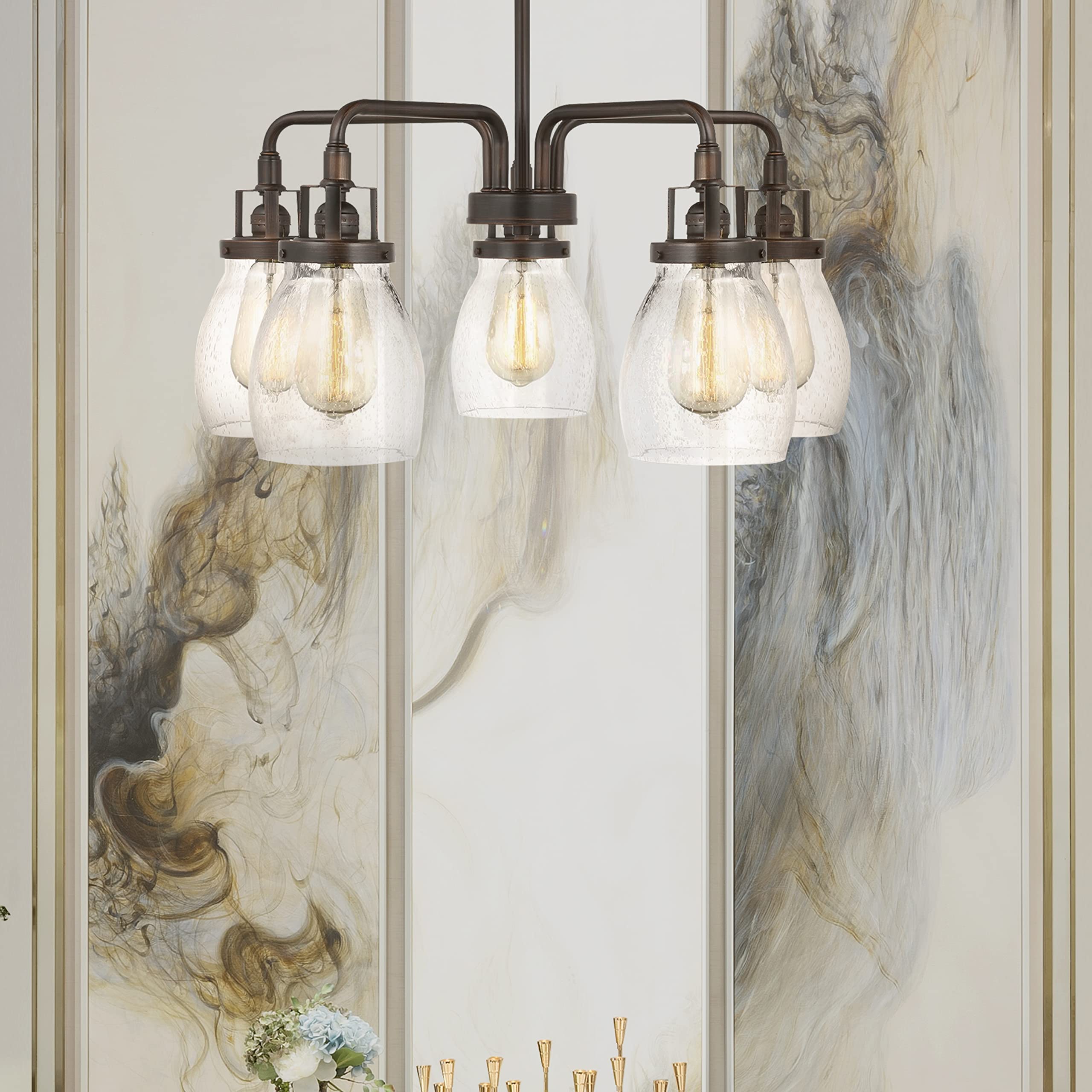 3114505EN7-710 Belton Five - Light Chandelier Hanging Modern Fixture, Bronze
