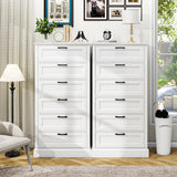 Tall White 6 Drawer Dresser, Wood Vertical Chest of Drawers for Bedroom, 55