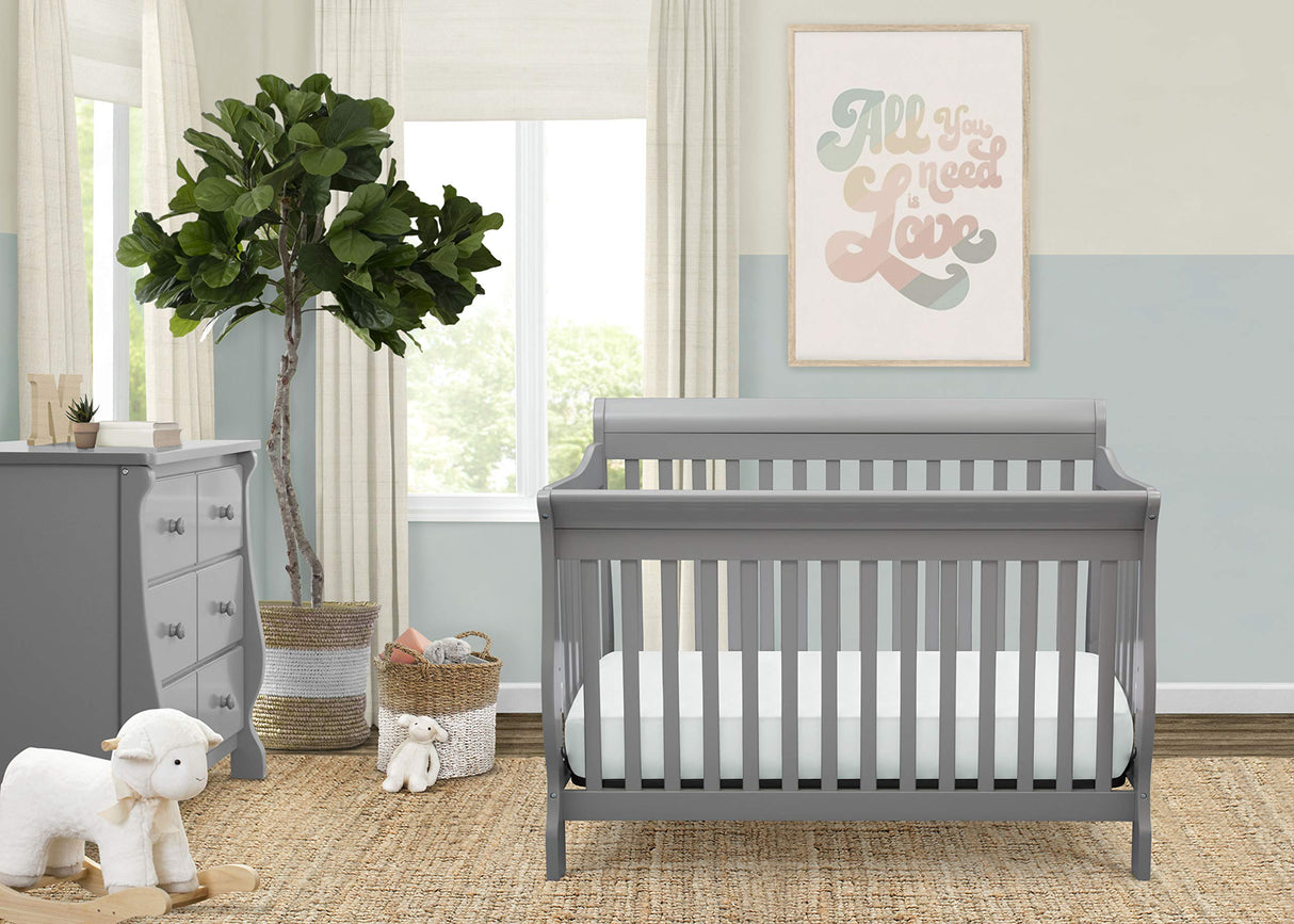 Delta Children Canton 4-in-1 Convertible Crib - Easy to Assemble, Grey