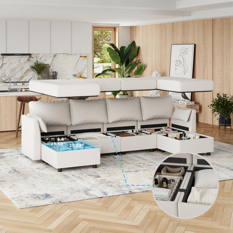 Convertible 6 Seat Sectional Couches for Living Room