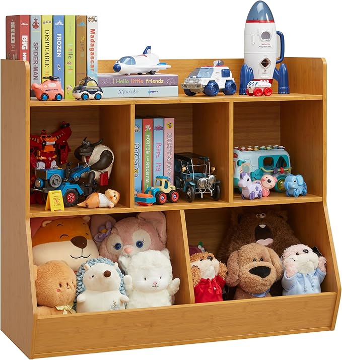 Toy Storage Organizer with Bookshelf, 5-Cubby Children's Toy Shelf