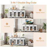 71" Double Dog Crate Furniture with Storage Drawers