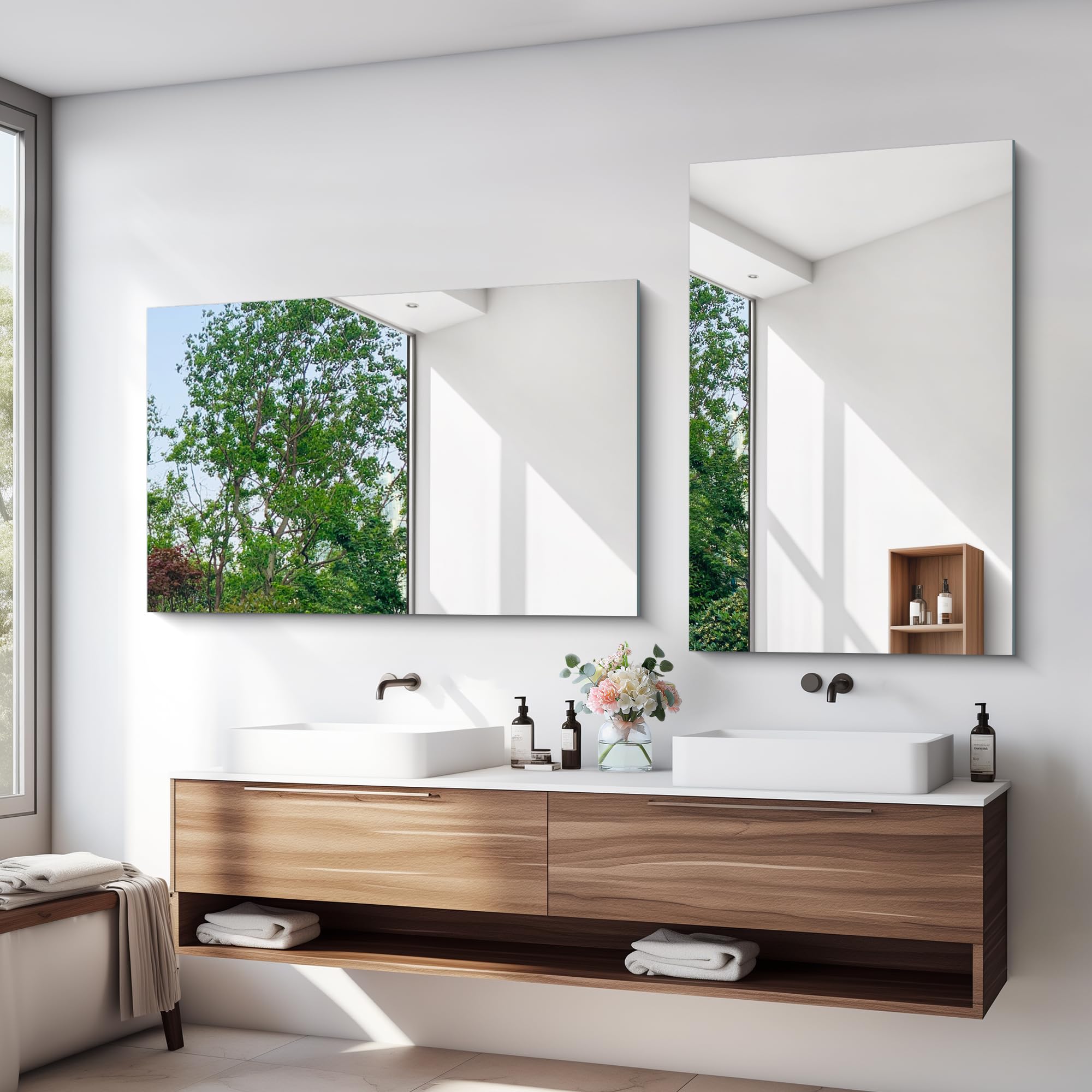 Frameless Mirror,  Bathroom Mirror for Over Sink, Unframed Vanity Mirror