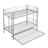 Twin Size Bunk Bed with Safety Guardrail, 2 Side Ladders, Trundle