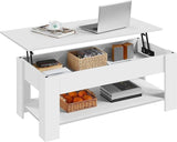 Lift Top Coffee Table w/Hidden Storage Compartment and Storage Shelf - Lift Tabletop