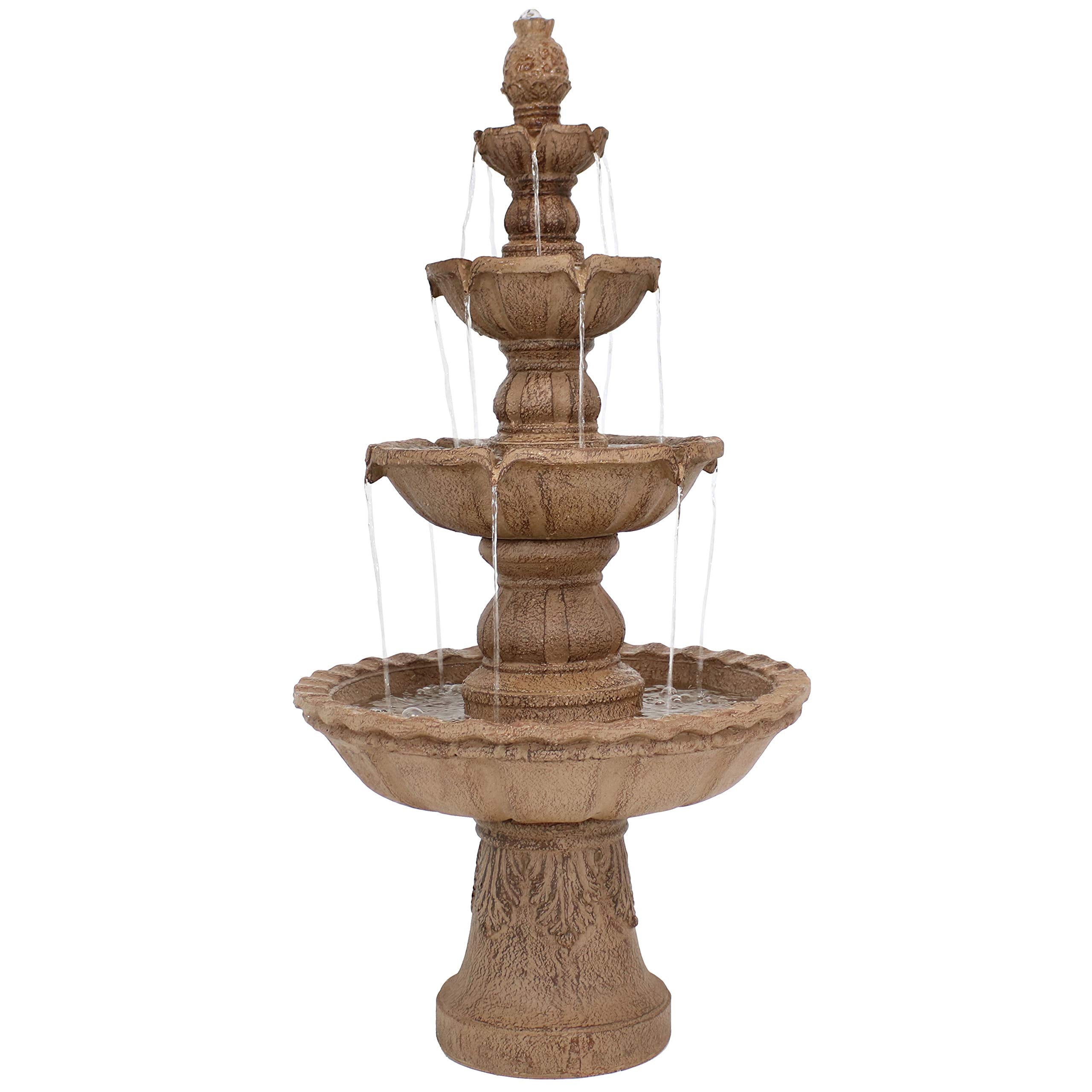 52-Inch 4-Tier Outdoor Water Fountain - Tall Outdoor Fountain for Garden, Patio or Yard