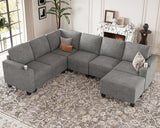 Modular Sectional Sofa Couch with Storage U Shape Convertible Corner Couches for Living Room Dark Grey Couch