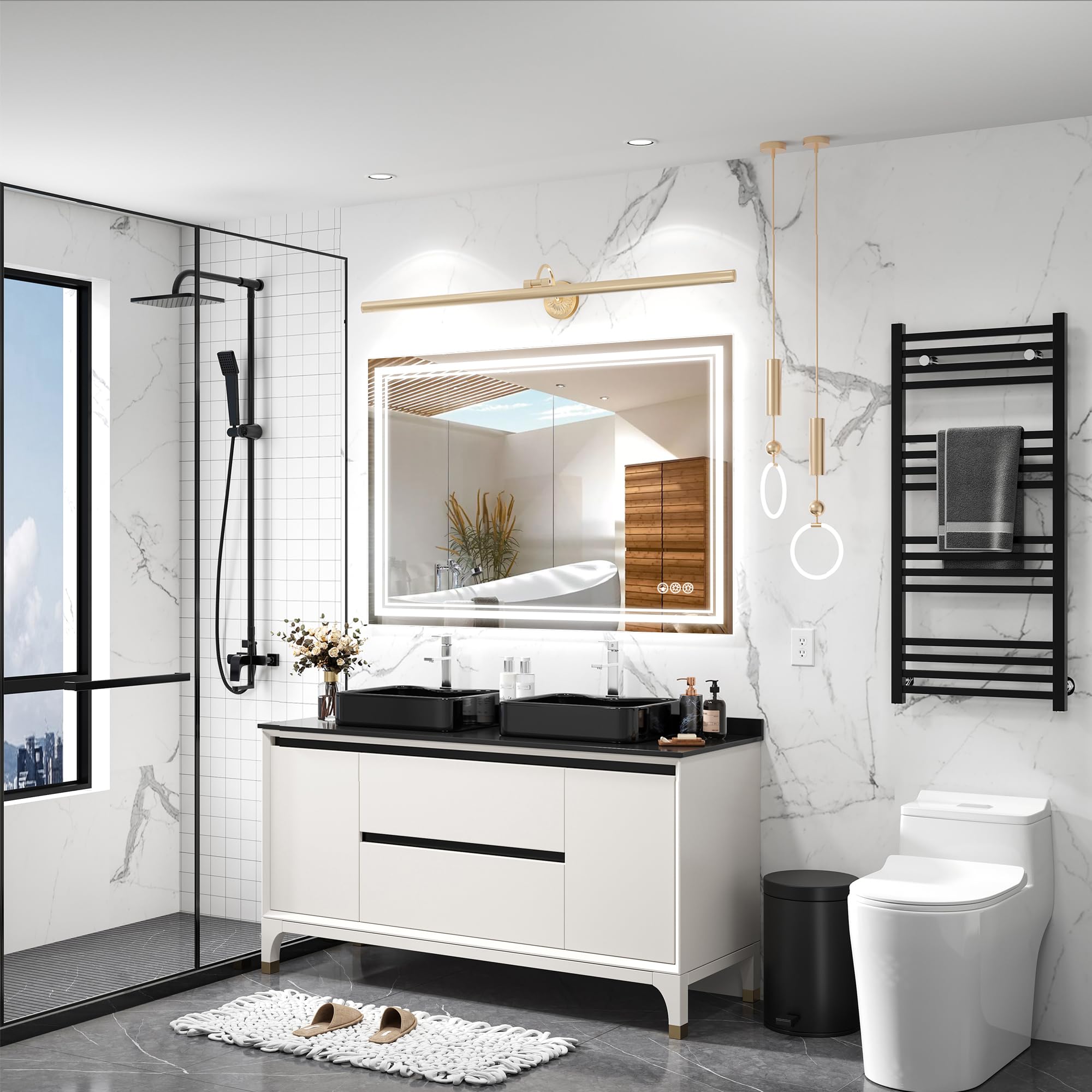 Led Mirror for Bathroom with Front Light and Backlit