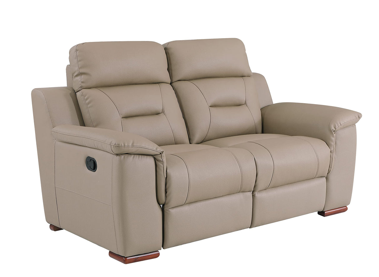 Walker Leather Match Upholstered Reclining Living Room Loveseat, Beige