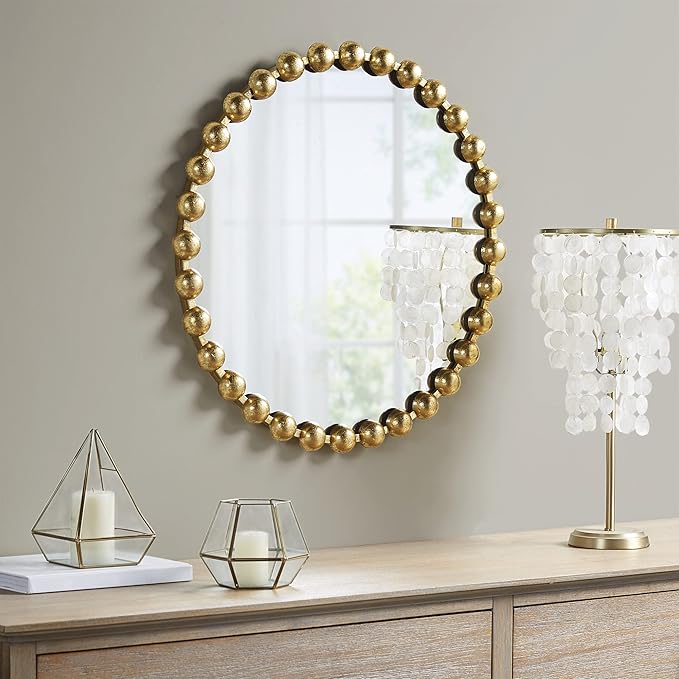 PARK SIGNATURE Wall Décor Marlowe Metal Spherical Frame Round Mirror for Living Room