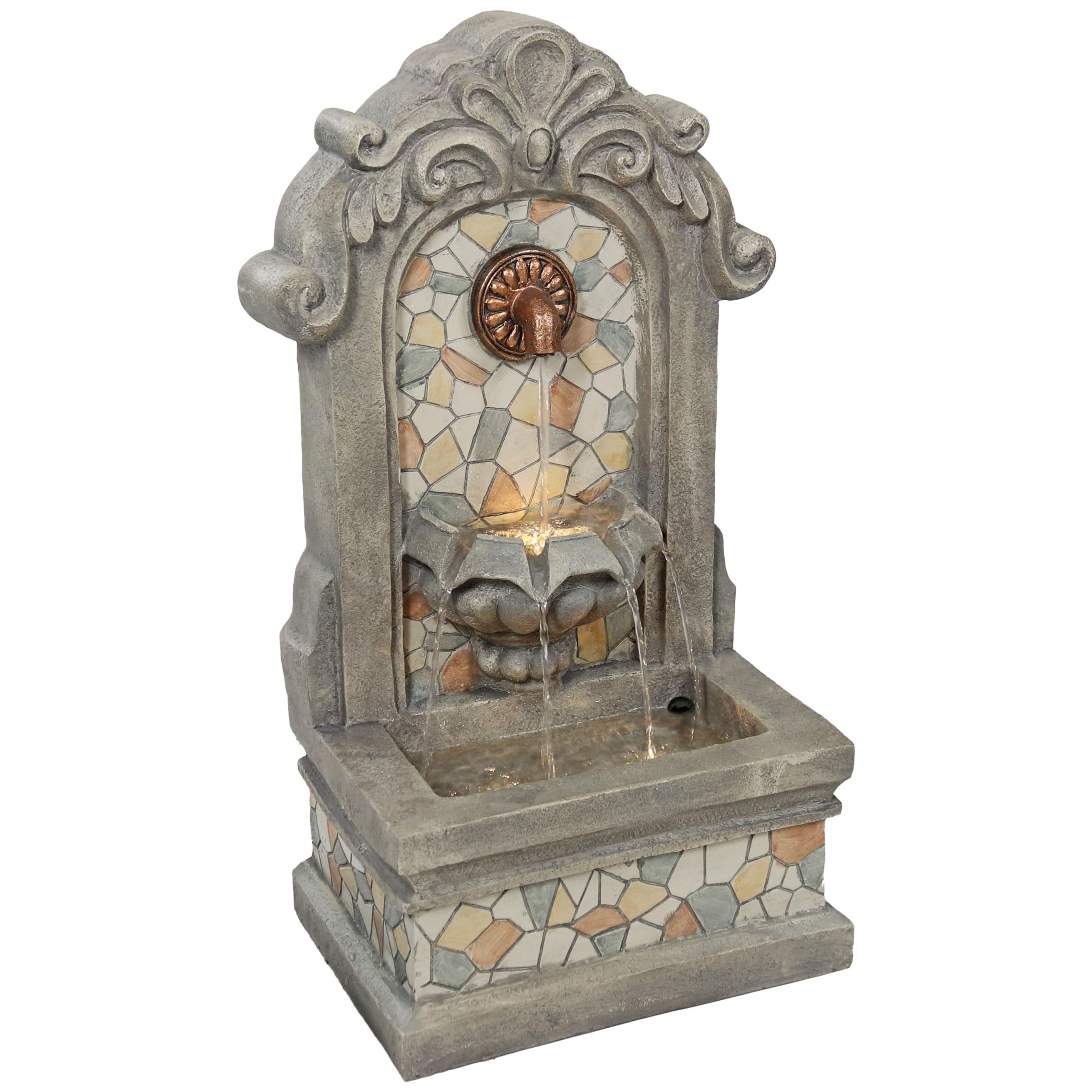27" H Enchanting Estate Polyresin Wall Standing Fountain - Flat Back Wall Fountain