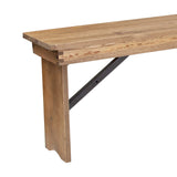 Hercules Series 8' x 12' Commercial Grade Rustic Solid Pine Folding Bench, Antique