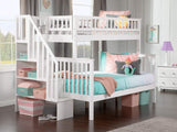 AFI Woodland Twin over Full Staircase Bunk Bed in White