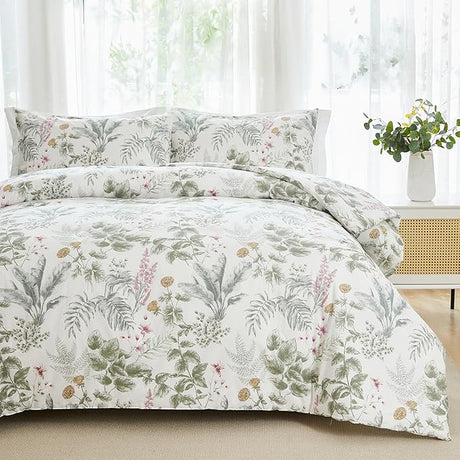 King Size Comforter Set 100% Cotton Floral Bedding Comforter Sets with Light