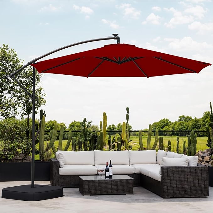 10ft Patio Umbrella with Base Included, Outdoor Offset Cantilever Umbrella