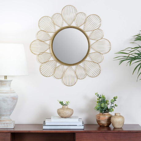 Adrina Gold Floral Petal Mirror, metallic