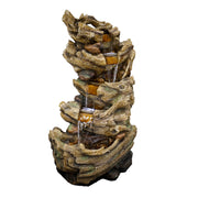 TZL132 Outdoor Floor 5-Tier Log Fountain with LED Lights