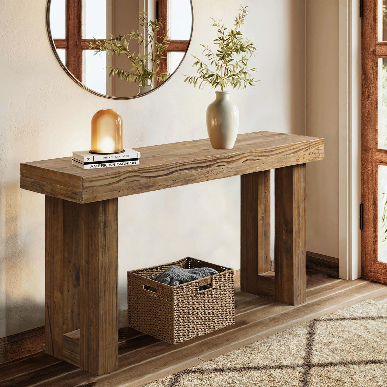 Reclaimed Wood Console Table 59" - Farmhouse Entryway Accent Table