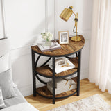 Half Round End Table, 3-Tier Narrow Side Table with Metal Frame, Half Circle Table