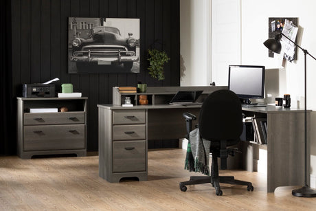 Versa L-Shaped Desk, Gray Maple