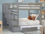 Tall Stairway Bunk Beds Twin over Twin with 4 Drawers in the Steps and a Twin Trundle