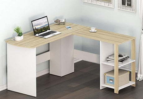 L-Shaped Home Office Wood Corner Desk, Espresso