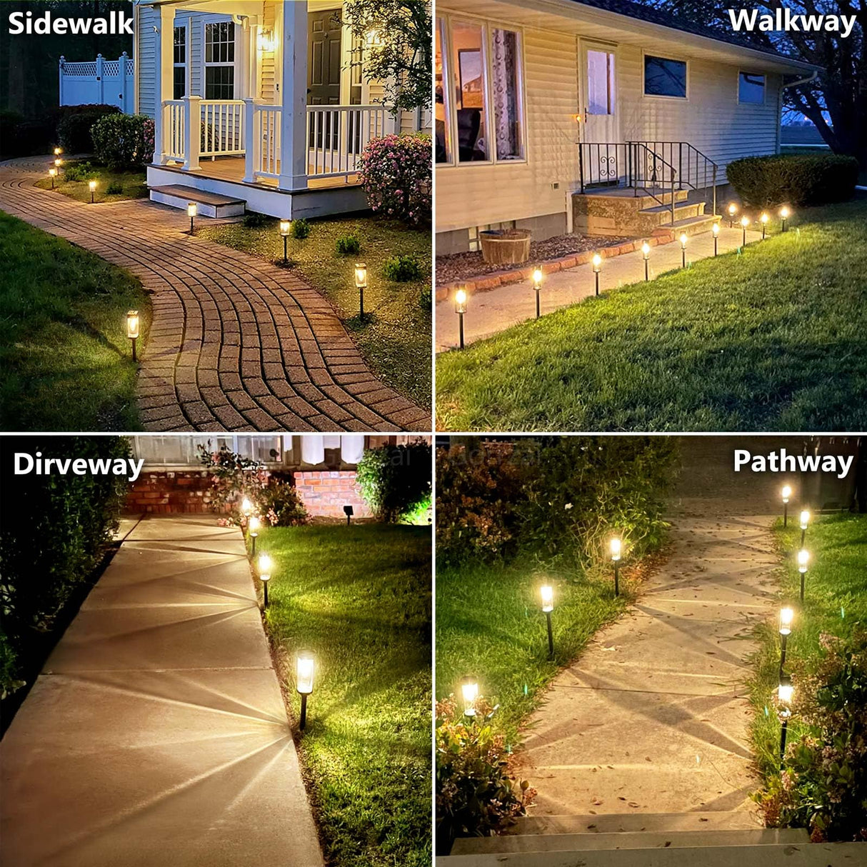 Pathway Lights 8 Pack Solar Outdoor Lights, Upgraded Stainless Steel Garden Lights