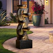 6-Tier Water Fountains Outdoor - 52.8 Inch Large Patio Waterfall with Lights, Garden