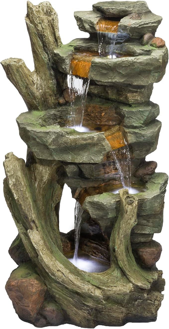 TZL292 Outdoor Floor Cascading Stone Tower Fountain