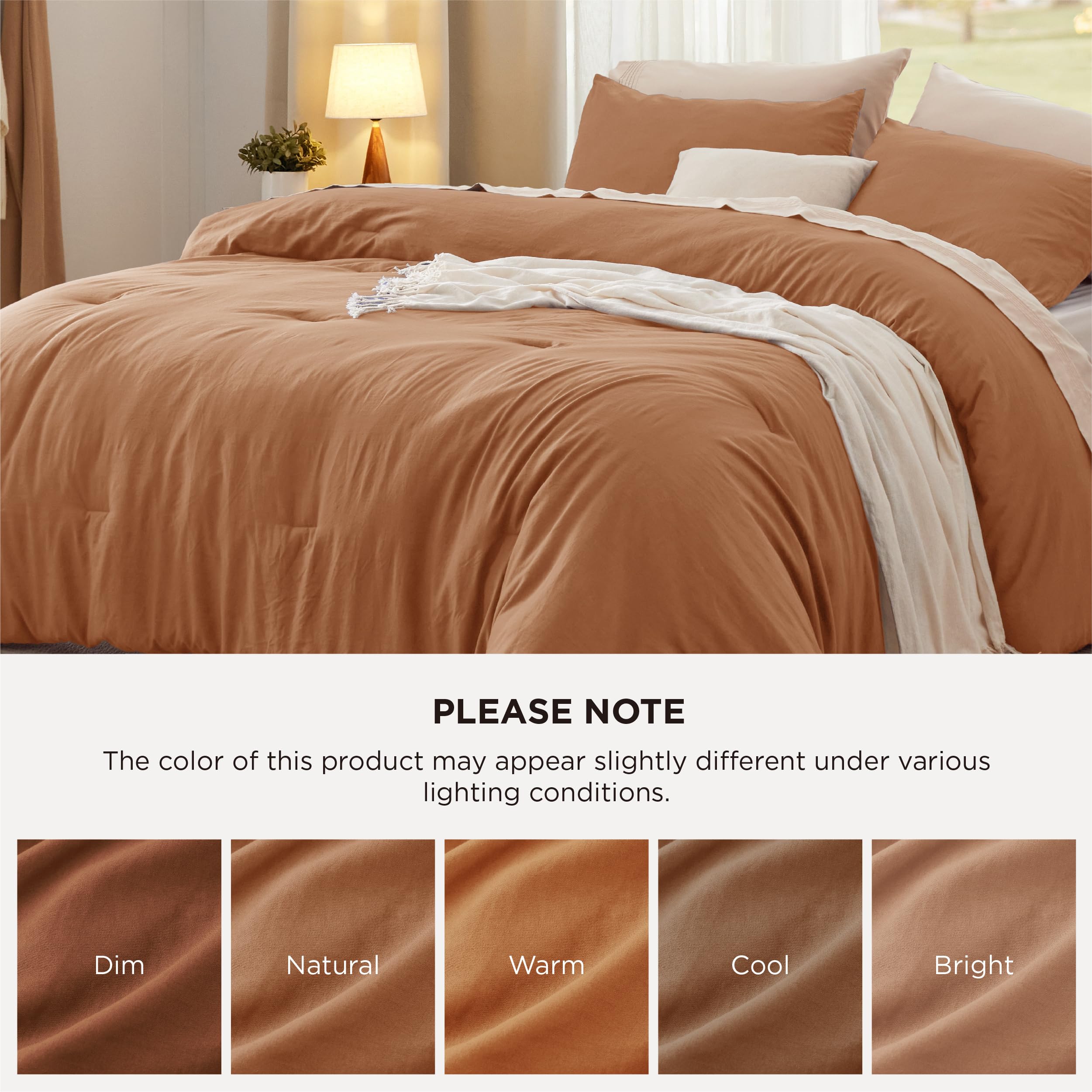 King Size Comforter Set - Pumpkin Orange Prewashed Bedding 3 Piece