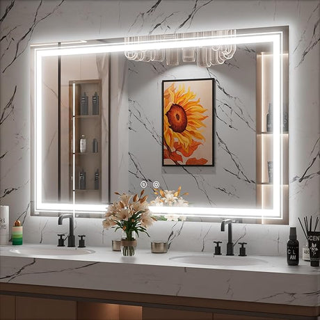 LED Bathroom Mirror, 30 x 36 Inch Anti-Fog Lighted Bathroom Mirror