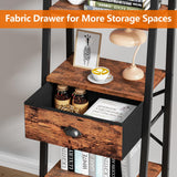 5 Tier Ladder Shelf with Drawer, Tall Bookshelf Storage Shelves, Bookcase Standing Shelf