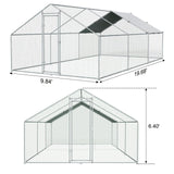 Large Metal Chicken Run with Waterproof Cover - Spacious Outdoor Poultry Cage