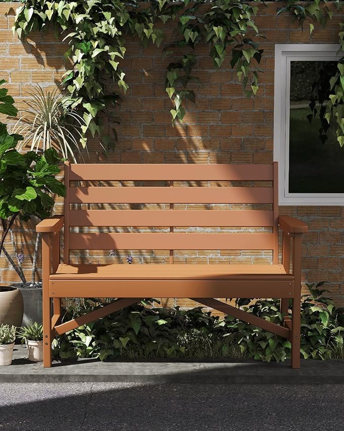 Outdoor Bench | HDPE Plastic | Garden Benches | All Weather | for Outdoors Patio Park Porch Outside Backyard
