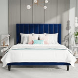 Queen Bed Frame/Velvet Upholstered Platform Bed Frame with Headboard/Strong Wood