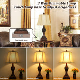 Touch Control Dimmable Table Lamps with USB Ports - Set of 2