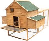 Large Chicken Coop with Wheels, Waterproof Outdoor Hen House for 6-8 Chickens