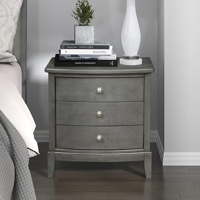 Baylor 3-Drawer Nightstand, Gray