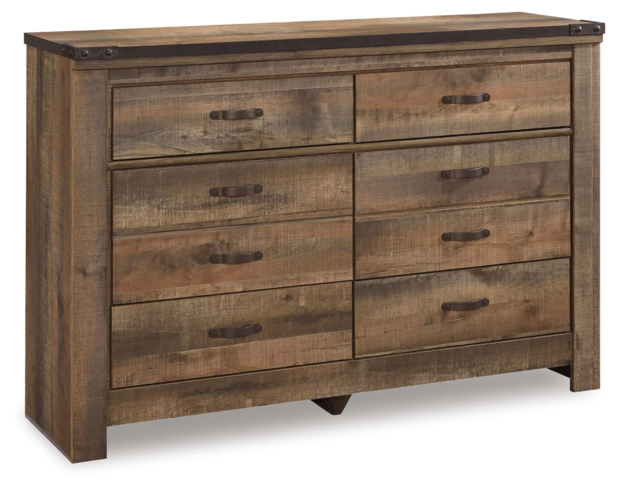 Trinell Rustic 6 Drawer Dresser with Safety Stop for Bedroom, Dark Brown