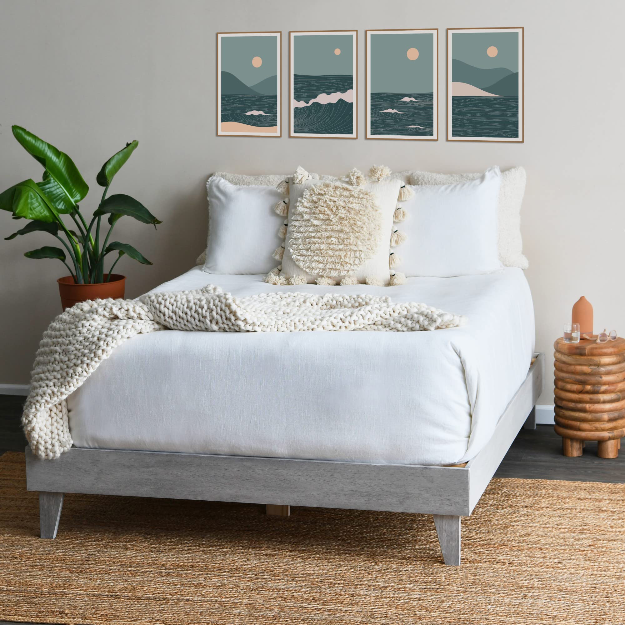 Dossier Vintage-Inspired Solid Wood Flat top for use, Natural Finish Stool/End Table