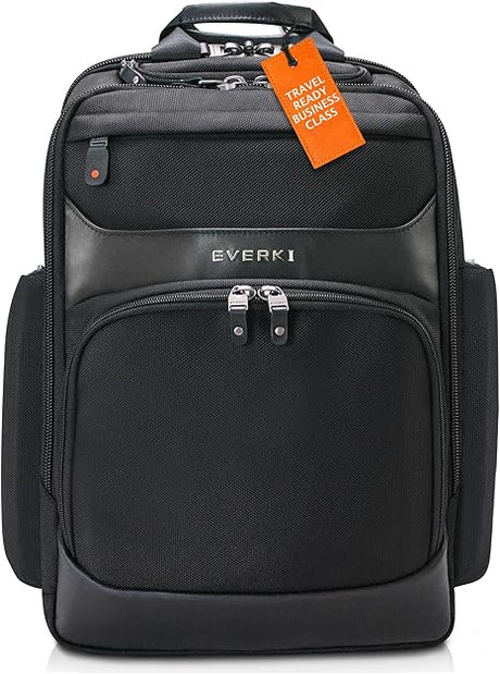 Onyx Premium Business Executive Laptop Backpack - Ballistic Nylon and Leather Office Backpack Laptop Bag