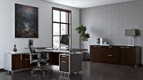 Furniture Modern Kennedy Executive Desk with Silver Accents and Filing Storage