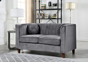 55" Chesterfield Velvet Loveseat with Vertical Channel Tufted Backrest