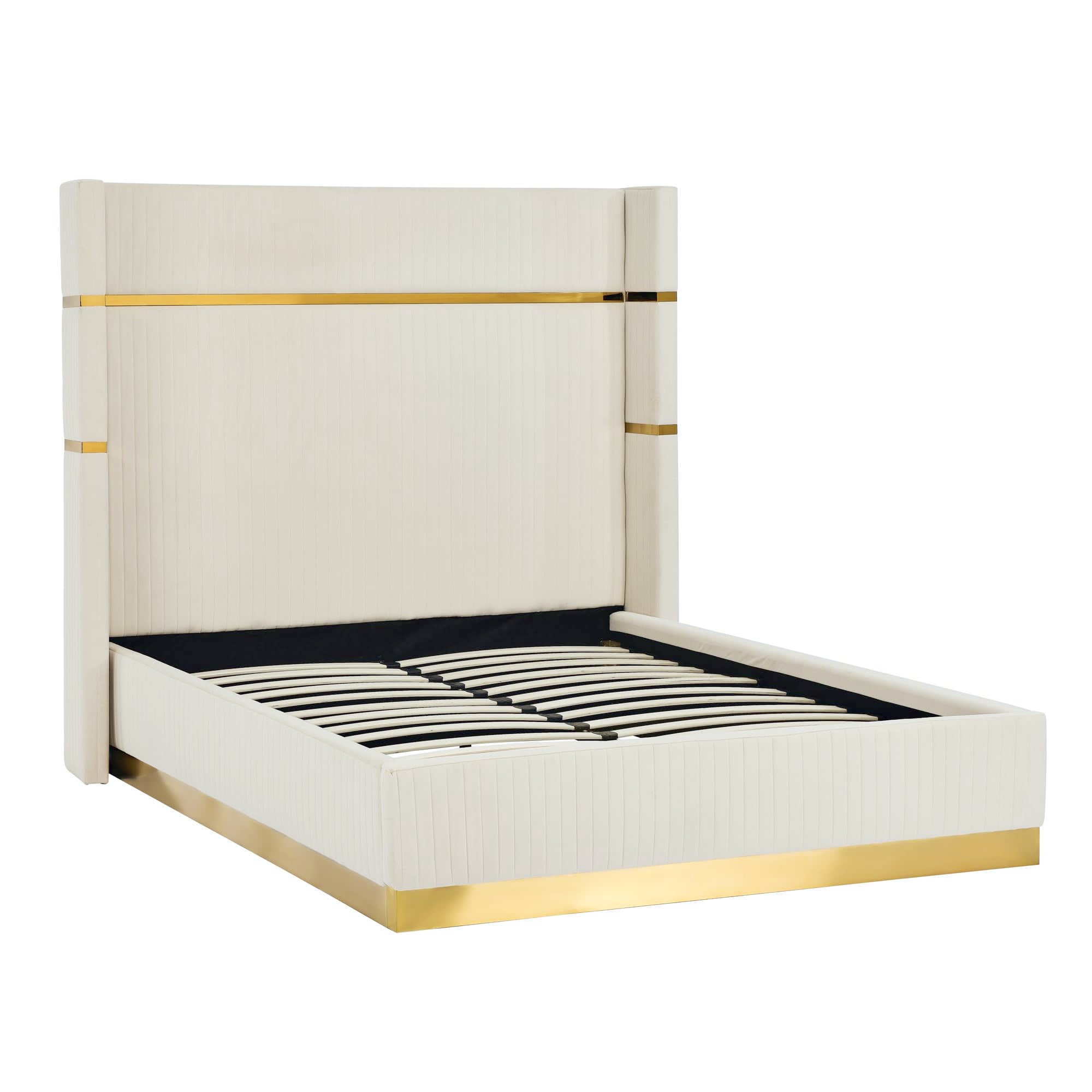 Queen Size Tall Wingback Headboard Bed Frame